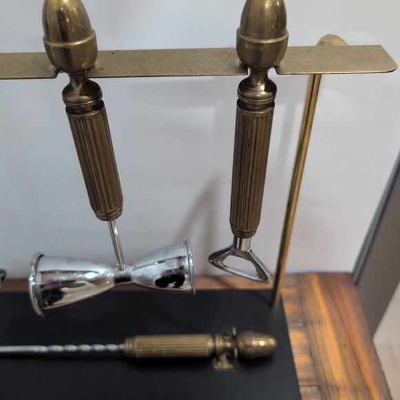Vintage Mid Century Brass Sterno/Maxwell-Phillip Cocktail Barware Set - Picture 4 of 6